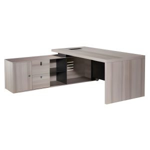 M320 L-shape office desk with integrated side storage cabinet and drawers