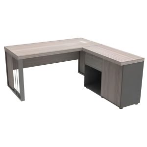 M330 light oak executive desk with fixed credenza and modern office design