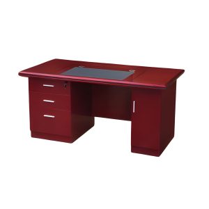 B047 mahogany executive desk with desk-height pedestal drawers and cabinet storage