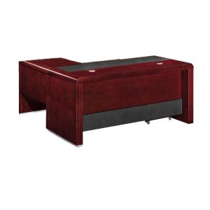 B045 1800mm mahogany veneer executive desk with L extension and mobile pedestal