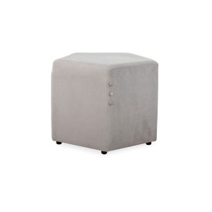Pentagon ottoman with geometric upholstered design and black stumps – modern modular lounge seating