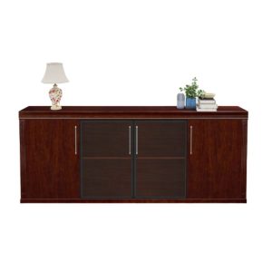 VS003 office server unit with wooden storage cabinet and glass display doors