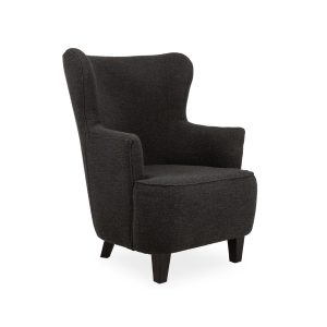 Wellington wingback chair with Meranti wood mahogany stained legs and upholstered high back