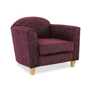 Zanzibar single armchair with oak legs, upholstered occasional chair W850 x D900 x H750