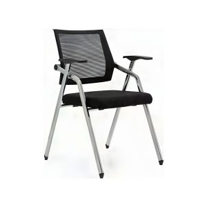 C4040 folding conference chair with chrome frame, stackable design and armrests