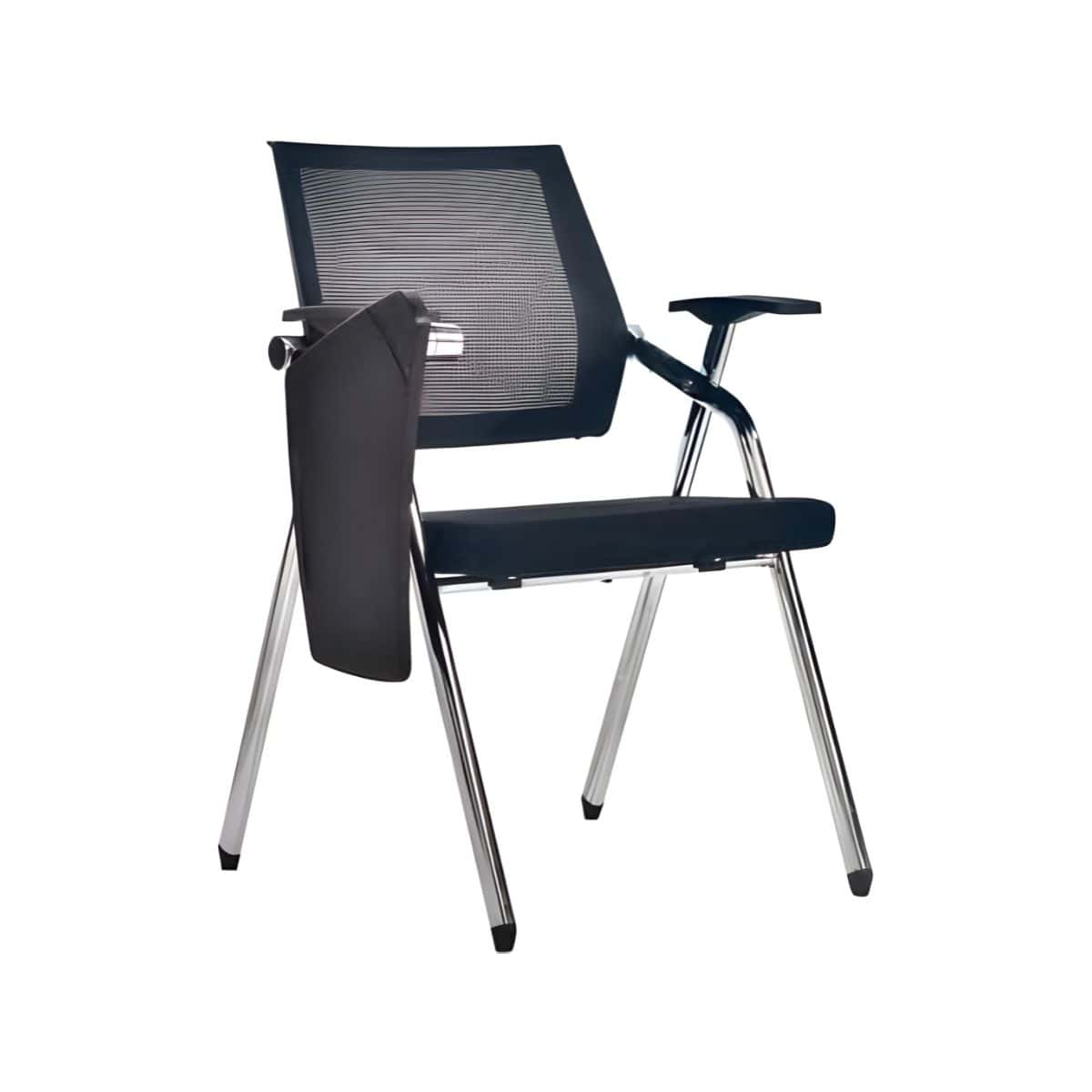 C4040 stackable conference chair with writing tablet, chrome frame and foldable design