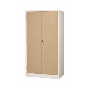 ST006 stationary cabinet with 4 shelves and lockable double doors for secure steel storage