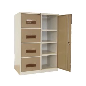CFC4 4 drawer combination filing cabinet with lockable storage cupboard and internal shelving