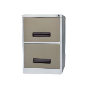 FC112 2 drawer steel filing cabinet with lockable drawers in ivory and karoo finish for secure document storage