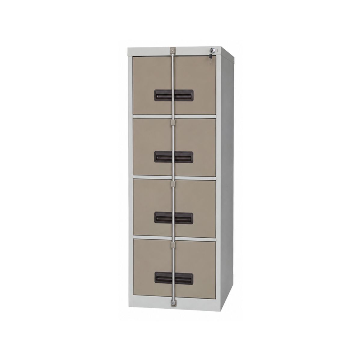 FCS114 4 drawer steel filing cabinet with external security bar and lock for enhanced document security