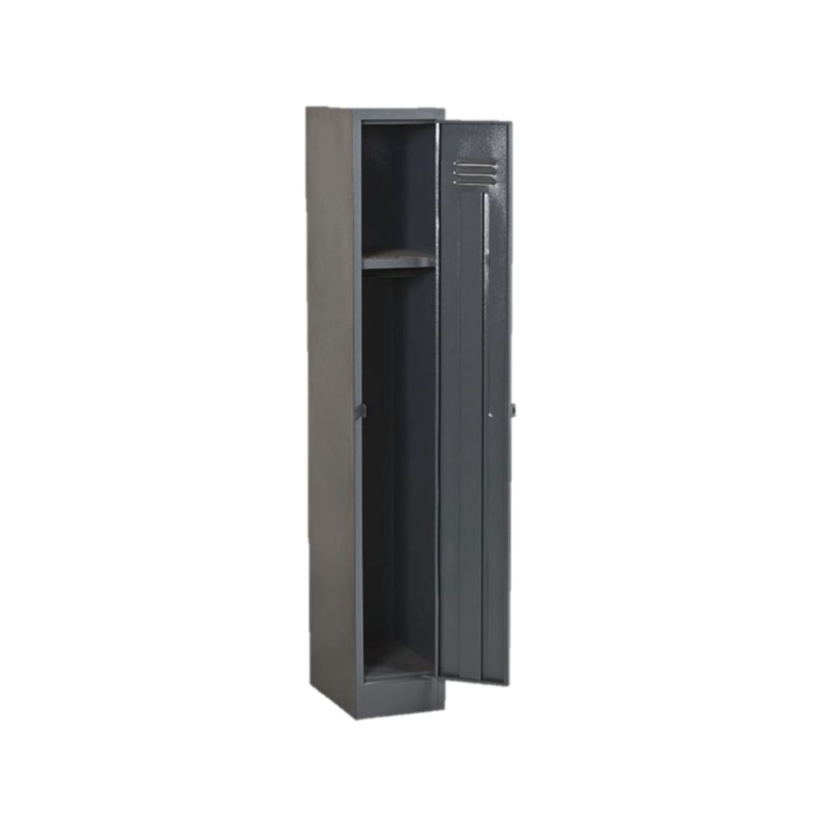 FL501 single door factory locker showing internal storage compartment and top shelf