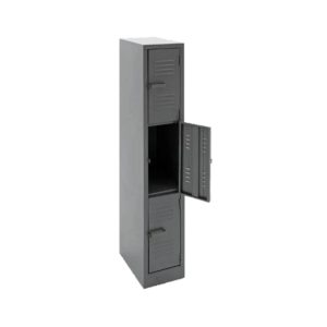 FL503 factory locker three door steel locker with hasp and staple locking compartments