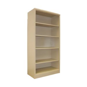 ST010 open stationary cabinet with 4 shelves in Ivory Karoo and Grey steel finish
